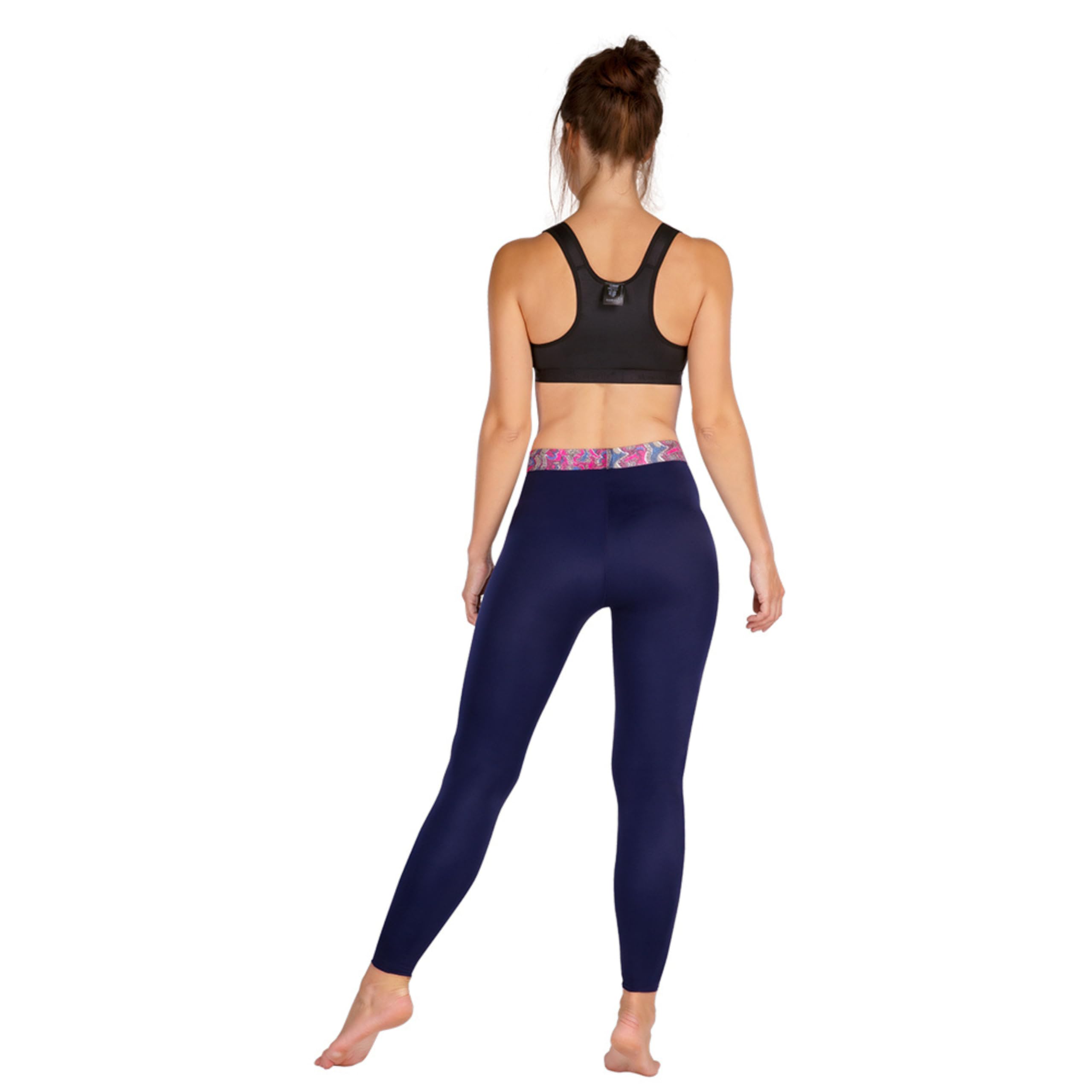 LIPOELASTIC Leggings activos con compresión médica, anticelulíticos, Cintura negra y multicolor, M