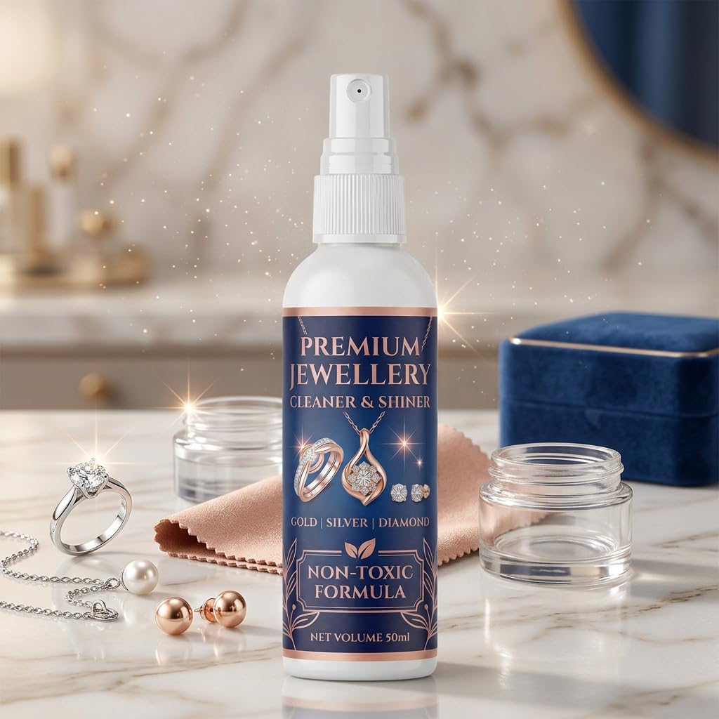 Jewellery Cleaner & Shiner - Gentle, Non-Toxic Formula to Instantly Restore Shine to Gold, Silver & Diamond Jewellery (50ml) (Pack Of 5)