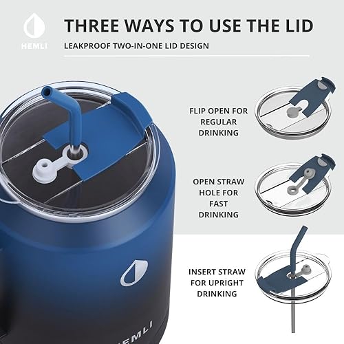 Miniatura 5 de Vaso de 50 onzas con asa y pajilla, taza grande para café helado, botella de agua de 50 onzas, vaso grande de viaje, vaso térmico de 50 onzas, taza