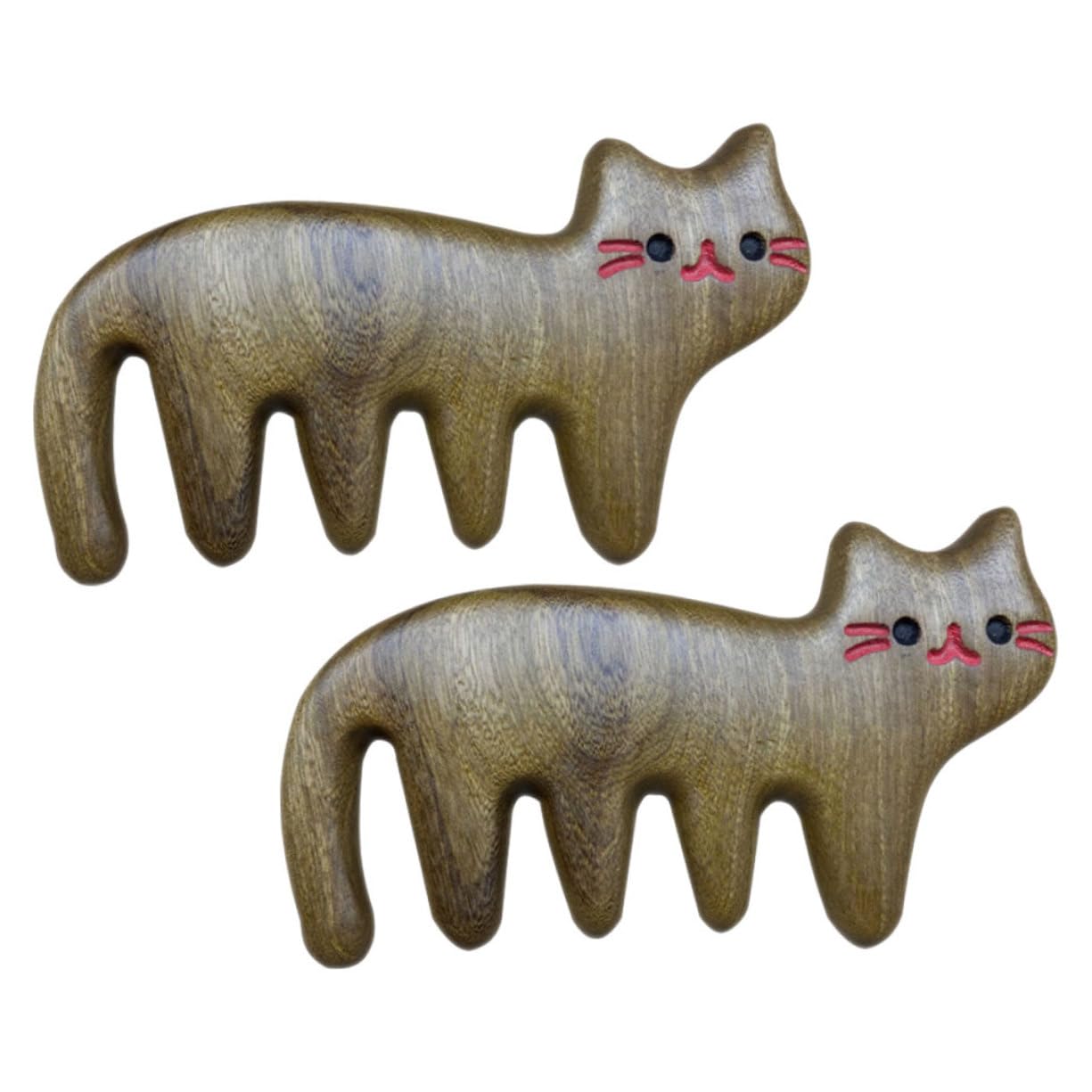 FRCOLOR 4pièces Peigne Bois Pour Massage Du Chevelu Peigne à Large Dents Sans Électricité Statique Design Chat Outil Relaxant Pour Cheveux Et Chevelu