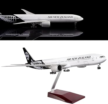 24-Hours 18 Collection Model Airplane Statue Scale 1130 Airplane Model New Zealand B777 with LED LightTouch or Sound Control for Decoration or Gift