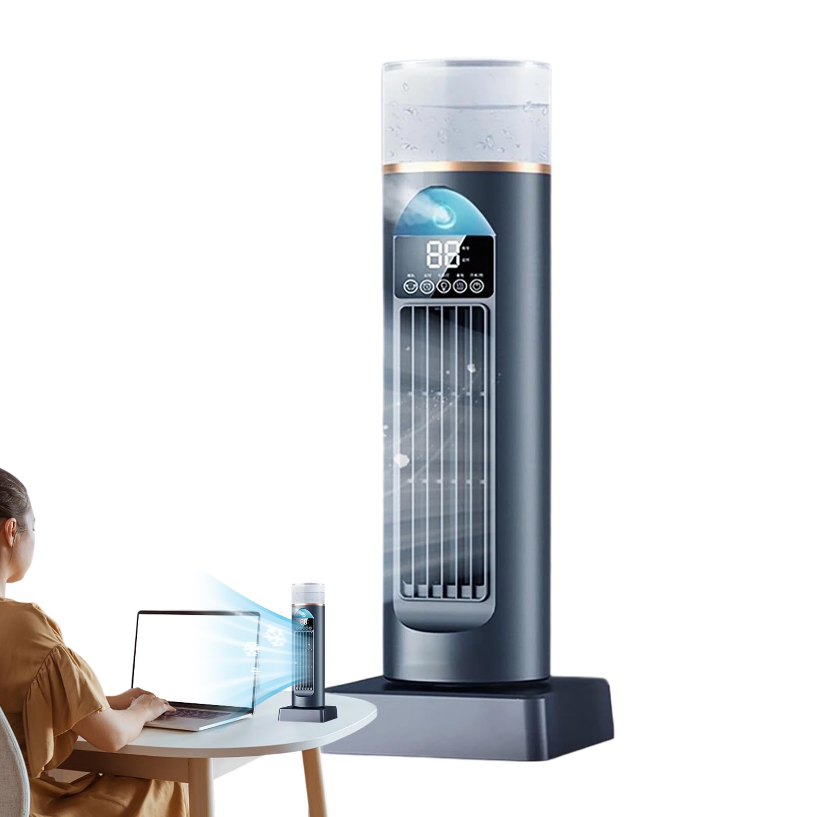 Ventilador de Torre Ventilador Inteligente Silencioso De Pie Con 6 | Ventilador Inteligente Silencioso Oscilante Para Hogar Oficina Dormitorio Exteriores