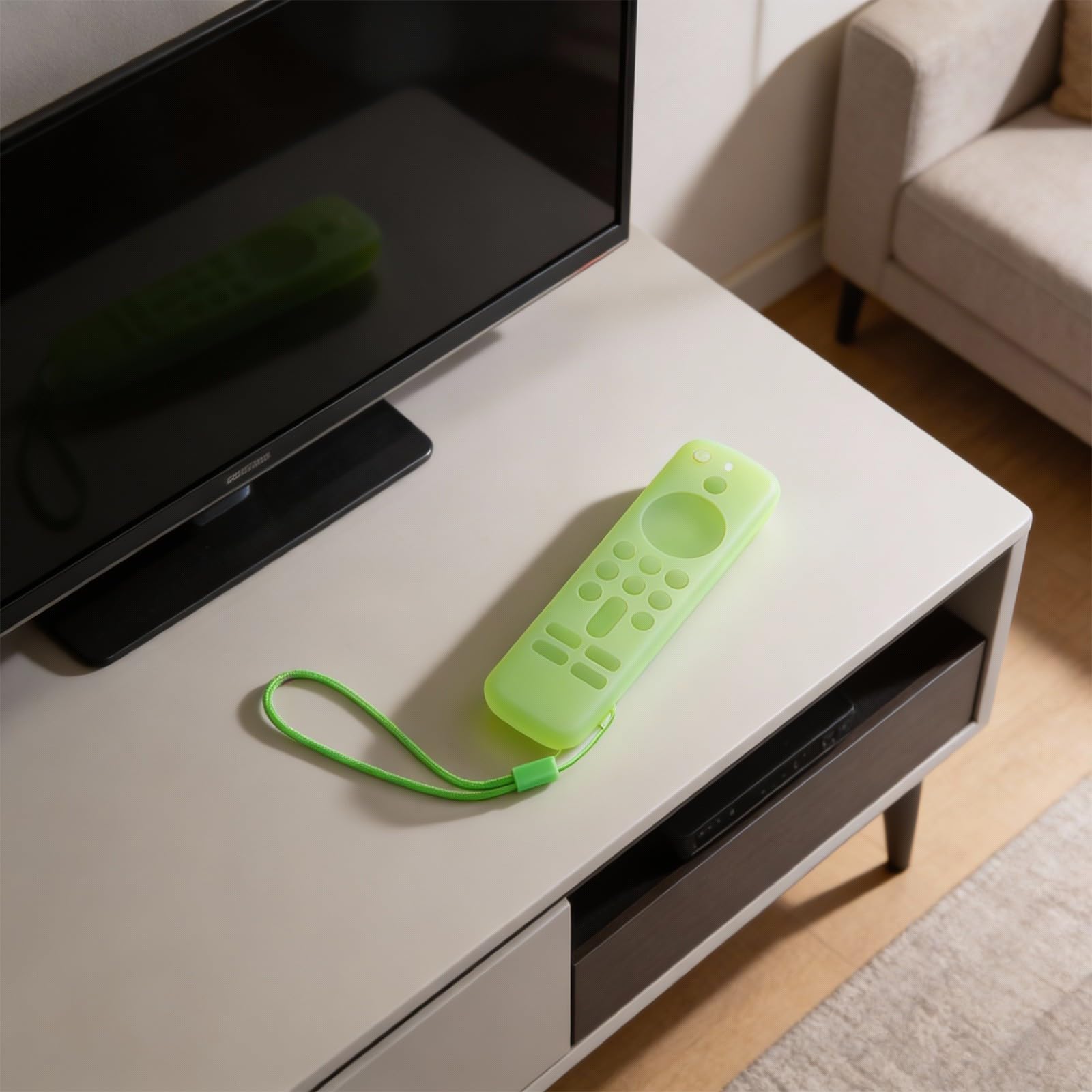 Cover in silicone di qualità per Fire Tv-Stick 4K, HD, modello più recente, resistente agli urti, testurizzato antiscivolo, vestibilità aderente, facile accesso ai pulsanti (verde di notte)