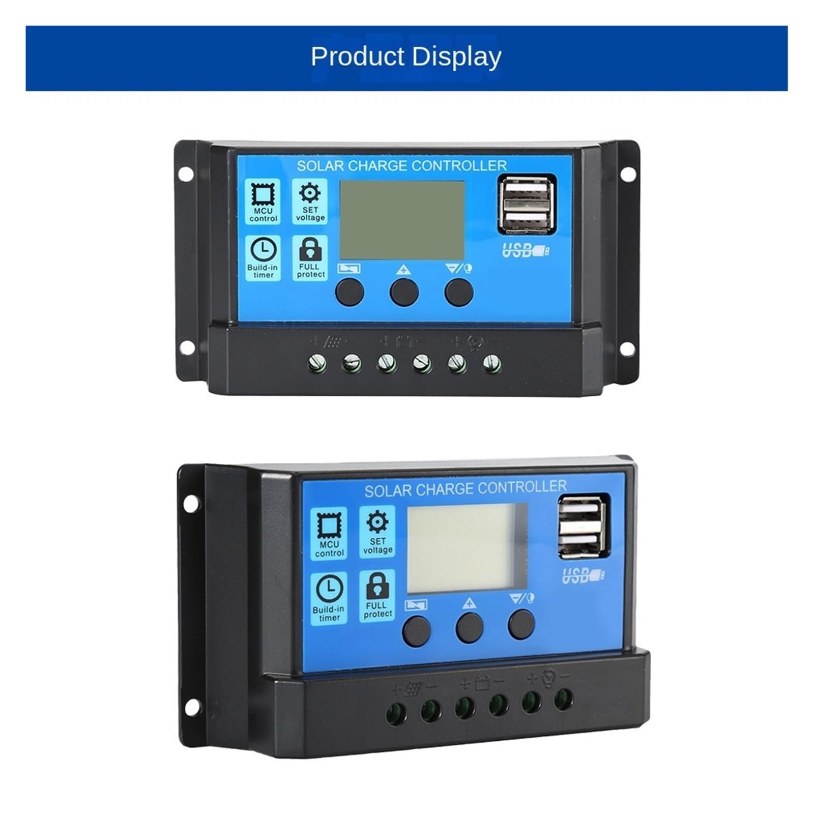 Regolatore Solare 12V/24V 60A 50A 40A 30A 20A 10A PWM Caricabatteria Display LCD Doppia Uscita USB 5V(60A)