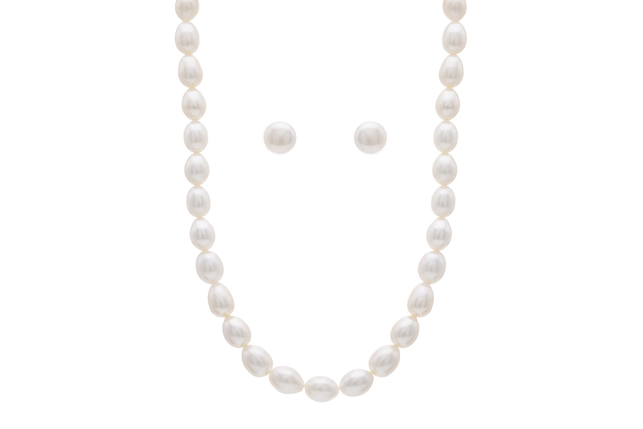 Natural Fresh Water Oval Shape Pearls Stand Necklace Set (B00RTMOFWQ) Amazon Price History, Amazon Price Tracker