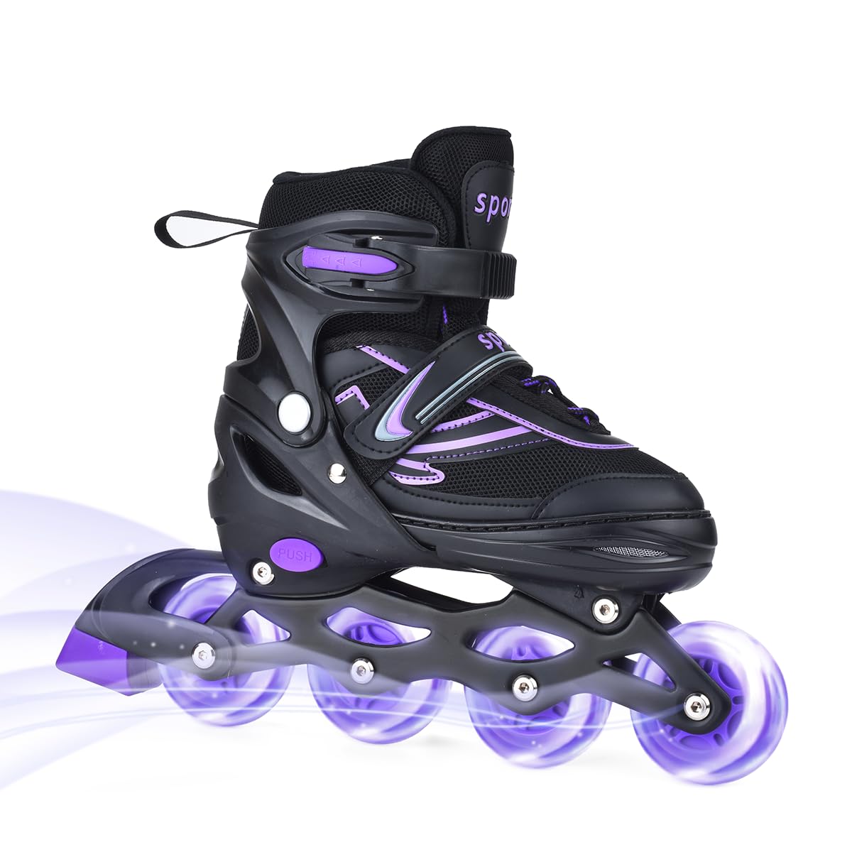 ERNAN Inline Skates,Adjustable Light up Kids Inline Skates, for Boys and Girls,Roller skate for Kids Youth, Beginner (Purple, S)