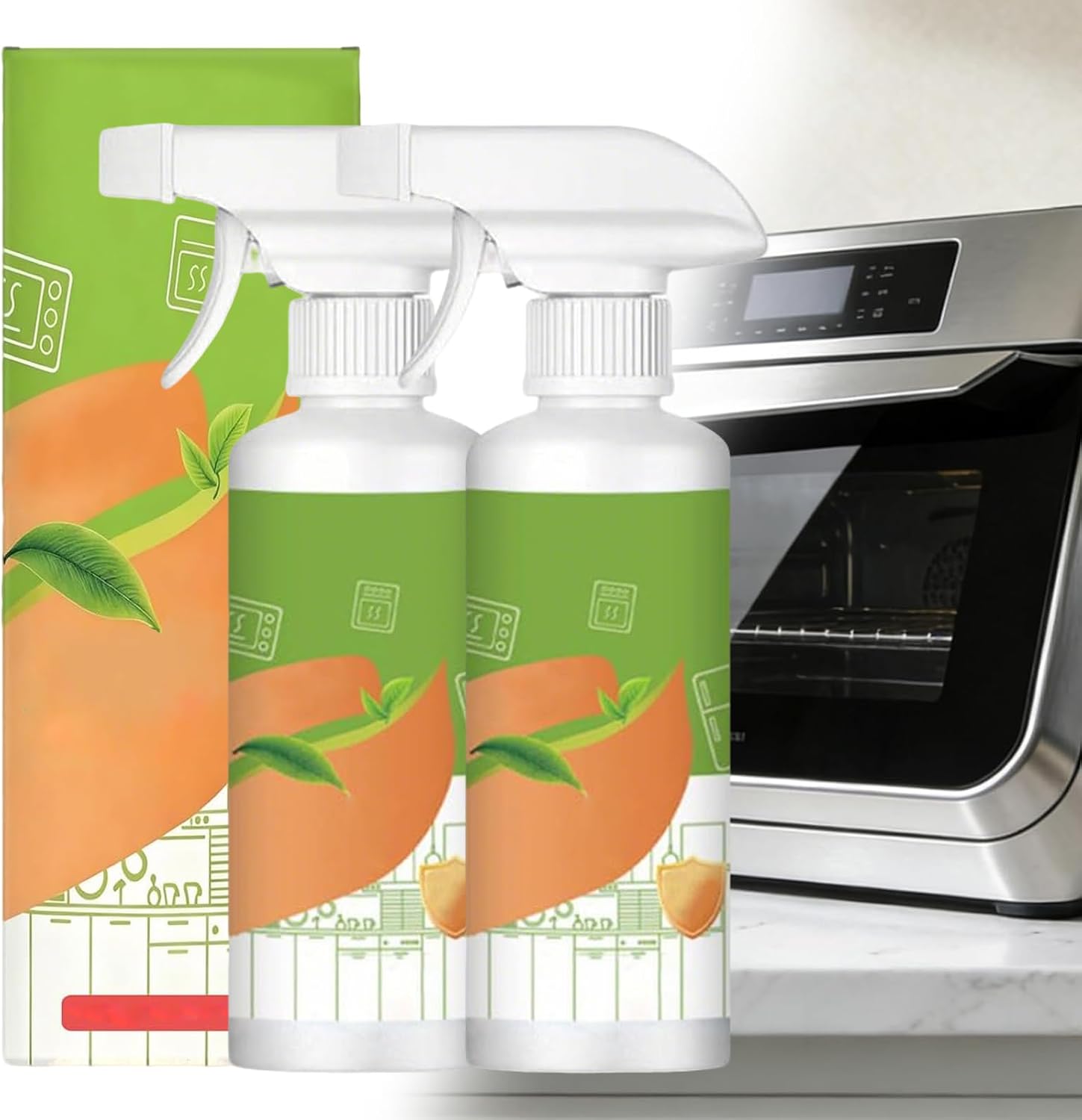 300ml Electrolyzed Ion Kitchen Cleaner Spray, Kitchen Appliance Cleaner, Natural Enzyme Cleaners, Multi-Purpose Grime Remover, Convenient Handheld Cleaners for Home Family (2, 300ML)