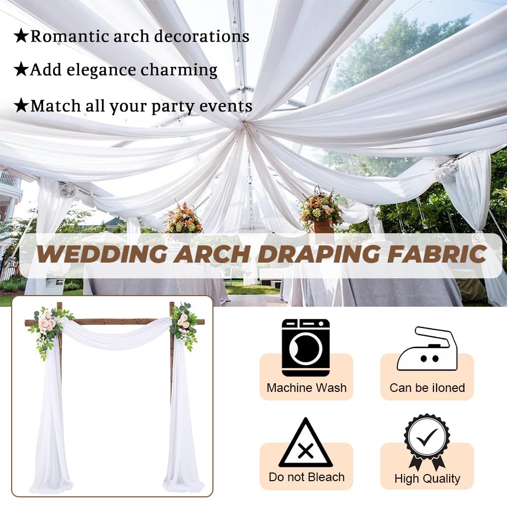 Mateju 3 Paneele Hochzeit Vorhang Hochzeitsbogen Tüll Querbehang Chiffon Stoff Freihanddekofür Himmelbett Gardinen Torbogen Zeremonie Fotografie Party Deko (Blau Und Weiß,75x1000cm)