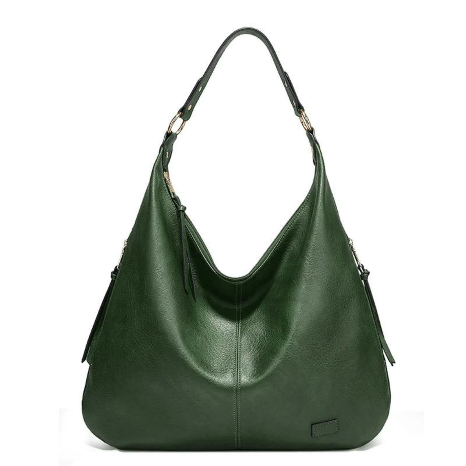 Borse Borsa A Tracolla Grande Invernale in Pelle da Donna, dal Design Trendy E Stile Hobo per Viaggi Fine Settimana-Verde