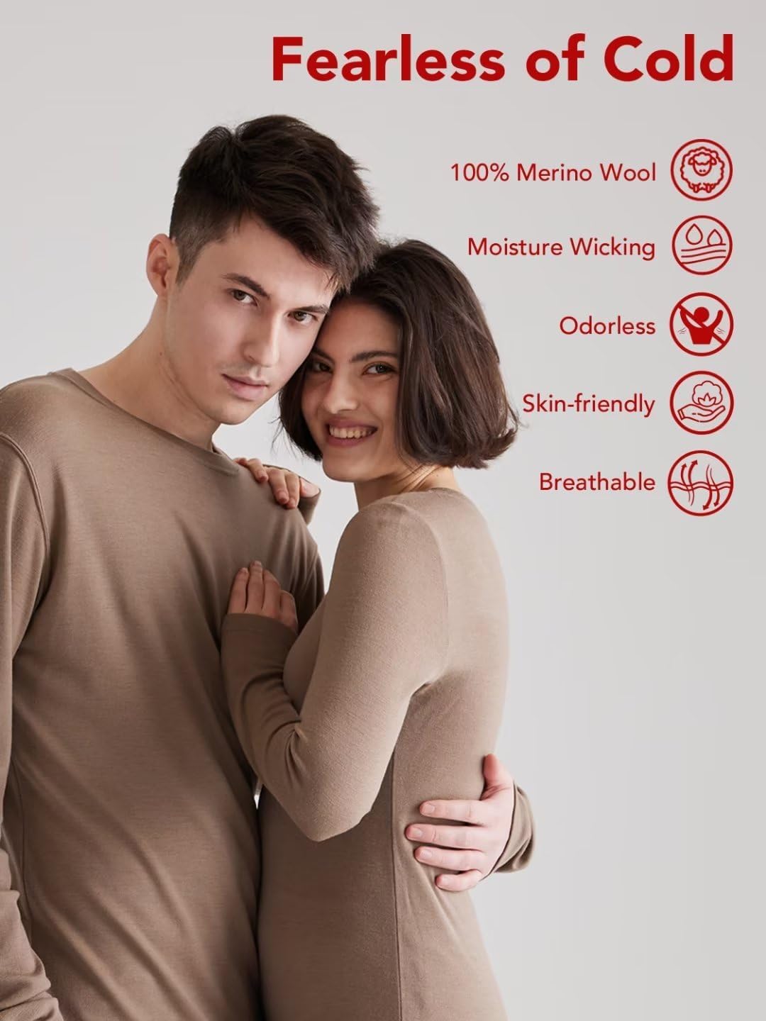 Men's Midweight 100% Merino Wool Base Layer Thermal Long Sleeve for All Seasons