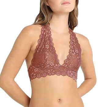 MIERSIDE Women's Halter Lace Bralette Hook and Eye Closure
