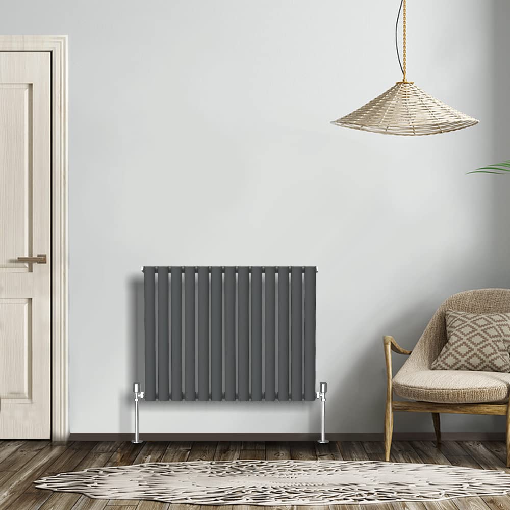 NRG Modern Radiator Anthracite 600x767mm Single Oval Panel Heater Interior Designer Horizontal Bathroom Radiators — image 1