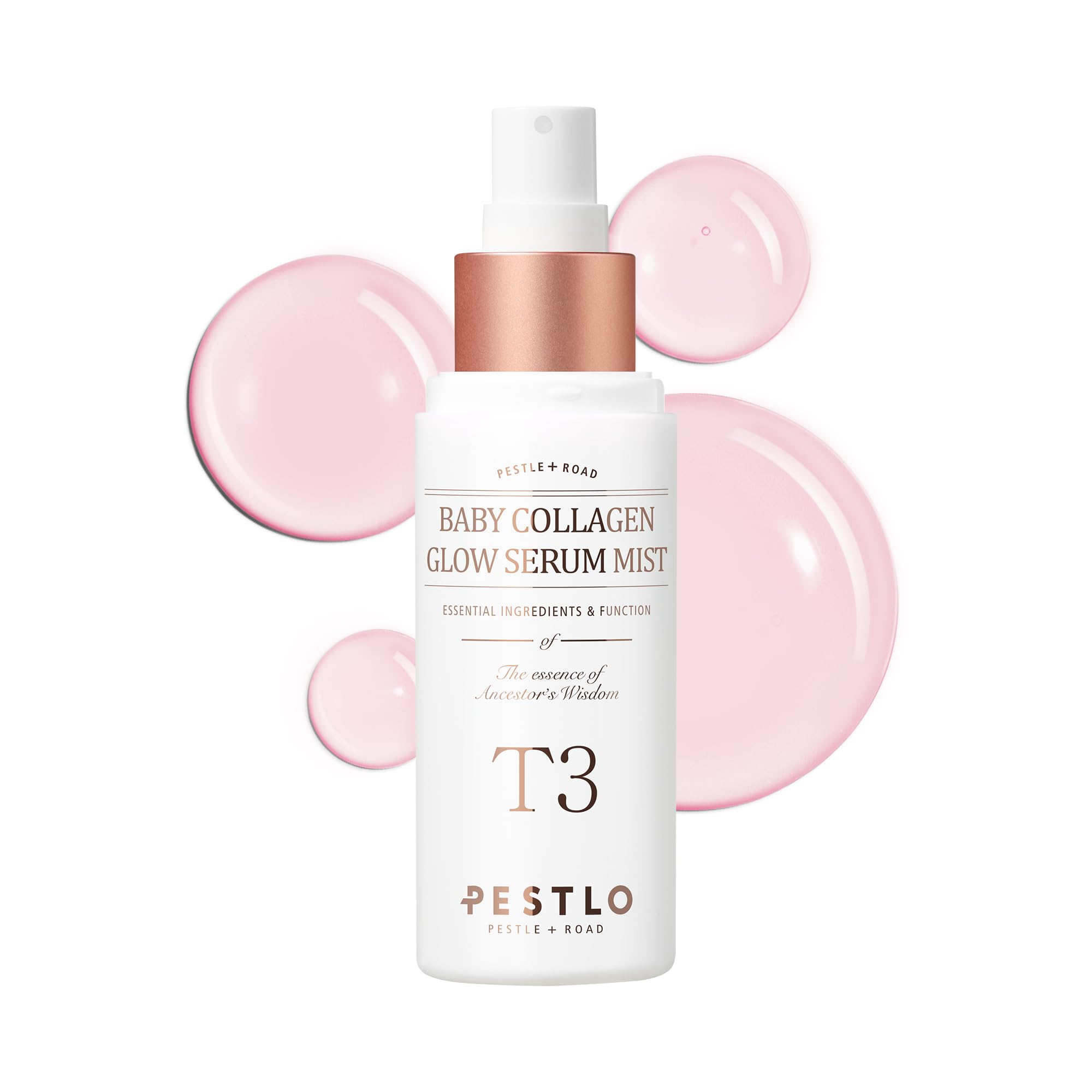 PESTLO T3 Baby Collagen Glow Serum Mist per tutti i tipi di pelle con collagene vegano e ingredienti che migliorano l'elasticità e la lucentezza, 50 ml (1,69 Fl Oz)