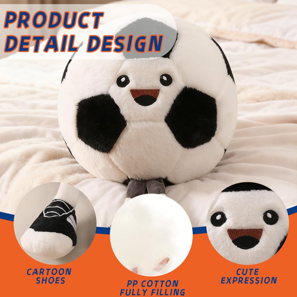 Süßes Fußball Plüsch Kissen, Sport-Style Spielzeug Stofftier für Bett oder Sofa,Cute Soccer Plush Pillow, Practical Sports Throw Pillow and Nice Soccer-Themed Birthday Gift for Football Fans
