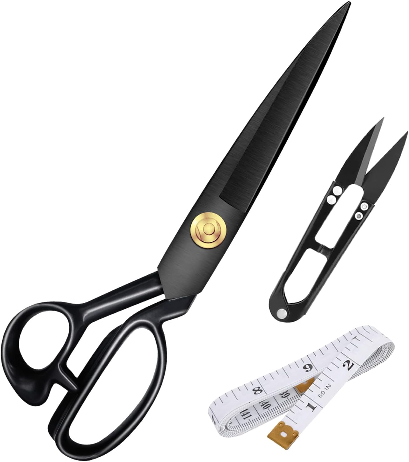 Sewing Scissors 9 inch(23.5cm) - Tailors Heavy Duty High Carbon Steel Sharp Blades Shears for Fabric Leather Cloth Paper Sewing Dressmaking Tailoring Altering (Black, Right-Handed)