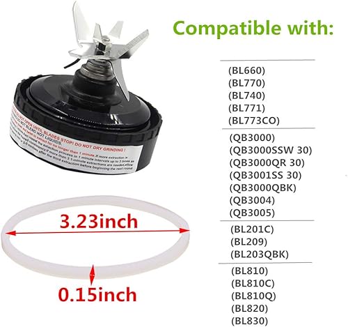 Miniatura 5 de 4 piezas de repuesto de juntas de goma para sellar juntas tóricas blancas, compatibles con licuadora Ninja (4 piezas de 3.23 pulgadas)