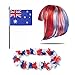 Produktbild Sonia Originelli Fanset Fanartikel Fahne Perücke Blumenkette Hawaiikette WM EM Farbe: Australien Bob