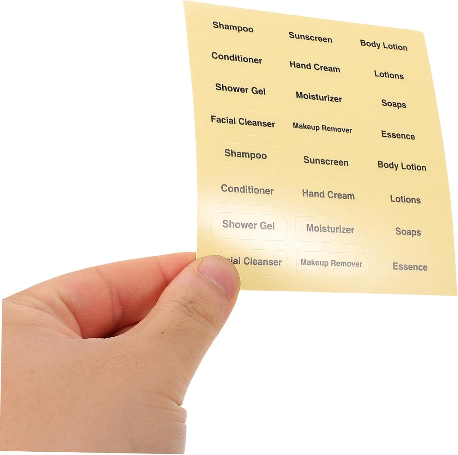 STOBAZA 60sheets Self-Adhesive Skincare Labels Travel Toiletry Stickers Adhesive Bottle Labels for Bathroom