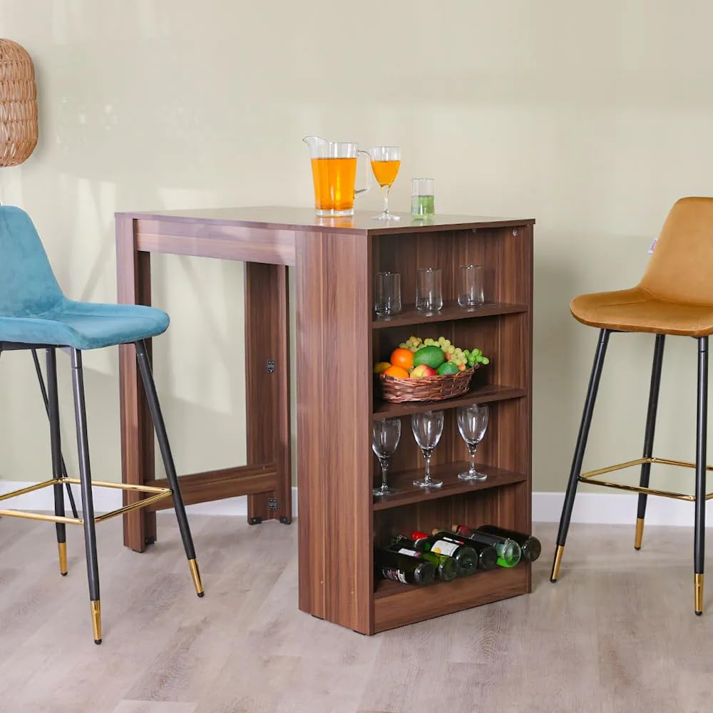 Danube Home Edralin Bar Table | Sturdy Home Kitchen Organiser | Modern Design Furniture For Dining Room, Living Room, Kitchen L 120 X W 60 X H 105.50 Cm Brown