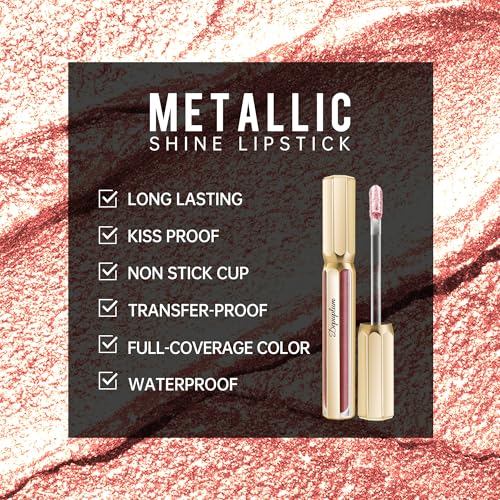 Image of Depuplum Nude Lipsticks for Women Metallic Glitter Long Lasting Lipstick
