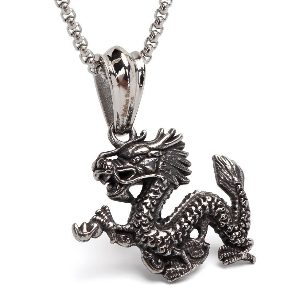 Amazon | [silver KYASYA]ドラゴンネックレス ステンレス 龍ネックレス