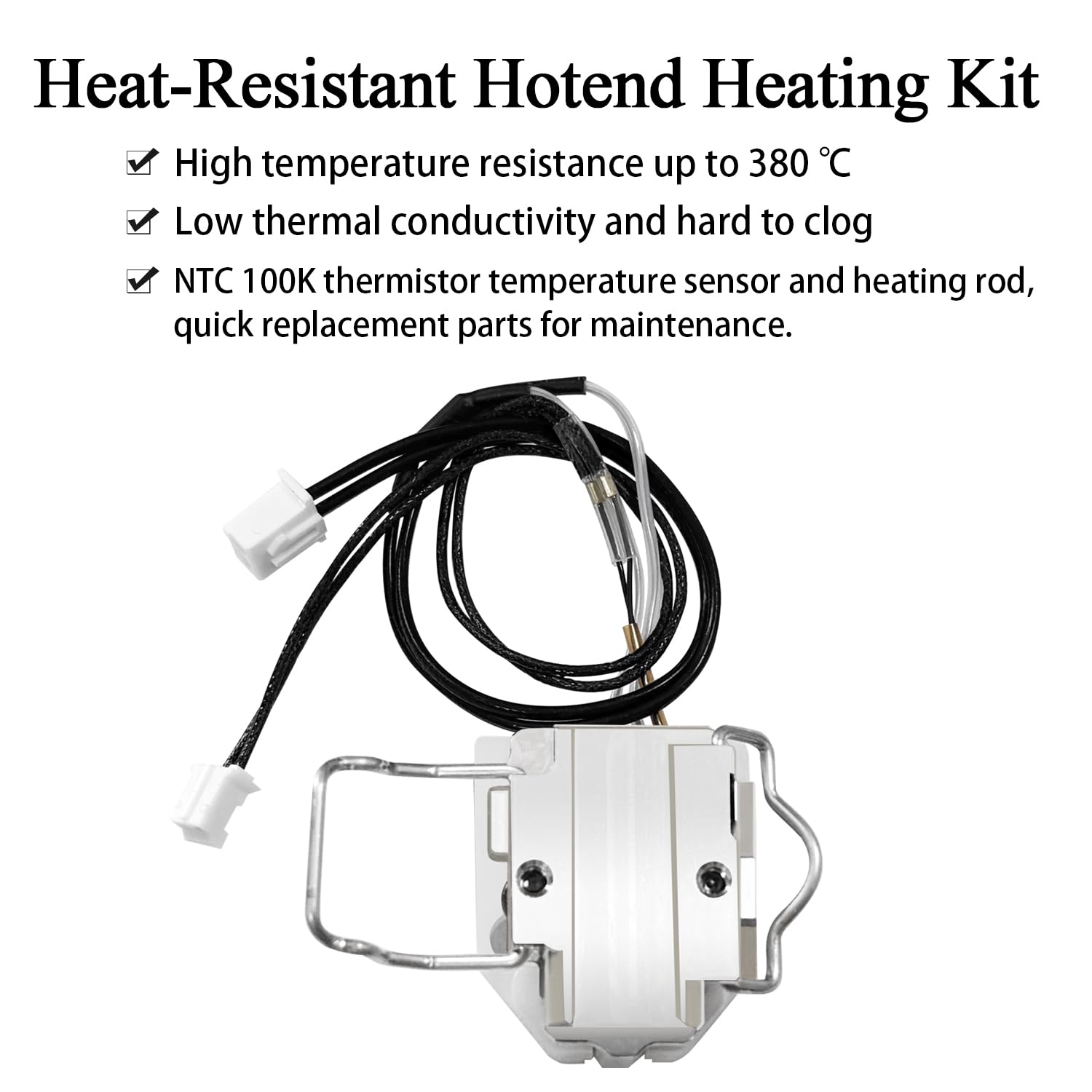 HzdaDeve 0.4MM Kobra X Kit de montaje de calefacción de extremo caliente Extrusora de cabeza de impresión Cubierta de silicona de disipador de calor de cerámica de extremo caliente de acero endurecido