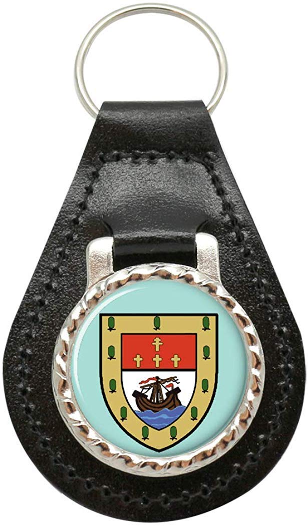 Giftshop Uk Unisex Black Leather And Silver Metal County Mayo (Ireland) Leather Key Fob