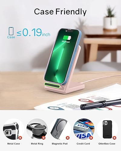 Miniatura 3 de Cargador inalámbrico, soporte de carga inalámbrica rápida de 15 W, compatible con iPhone 14 13 12 11 Pro Max XS XR X 8, S25 S24 S23 S22 S21 S20 S10