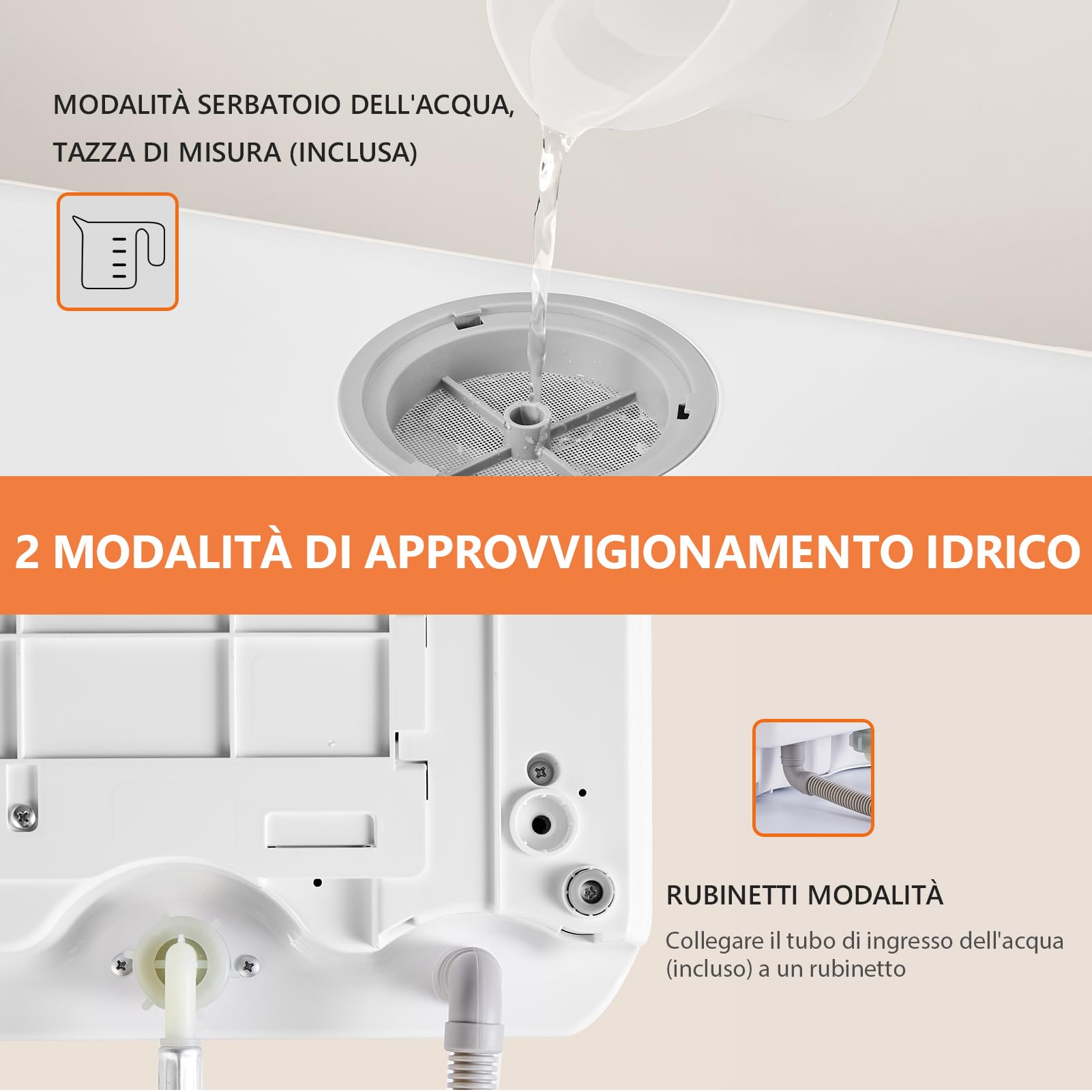 Karlxtom Lavastoviglie portatile, Lavastoviglie Piccola da Appoggio con Doppia Modalità di Alimentazione Dell'acqua, Lavaggio a 360°, 6 Programmi, Controllo touch, Display a LED, Bianca