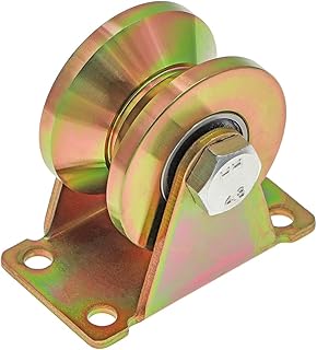 Skelang 2" Groove Wheel Heavy Duty Rigid Caster with Bracket for Inverted Track, Rolling Gate, Sliding Gate, Industrial Machines, Wire Rope Rail, Loading Capacity 650Lbs