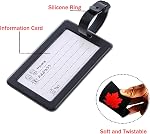 4 Étiquettes de bagages Pcs, Étiquettes de bagage pour valises, Drapeau canadien Feuille d'érable Sac de voyage Étiquettes avec anneau en silicone, Étiquettes avec nom ID Carte, Etiquettes étanches pour sac à main avec couverture de confidentialité