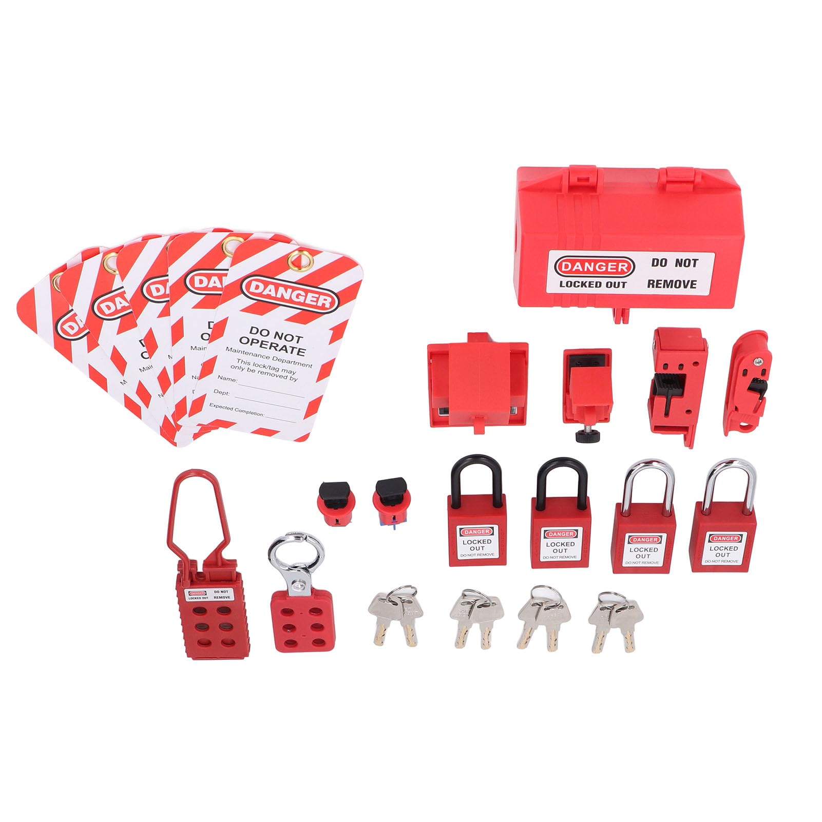Hidyliu Kit di Tagout per Blocco Elettrico con Lucchetti Durevoli e Serrature di Sicurezza per Uso Industriale, Include Chiusura e Targhette, 15 Pezzi