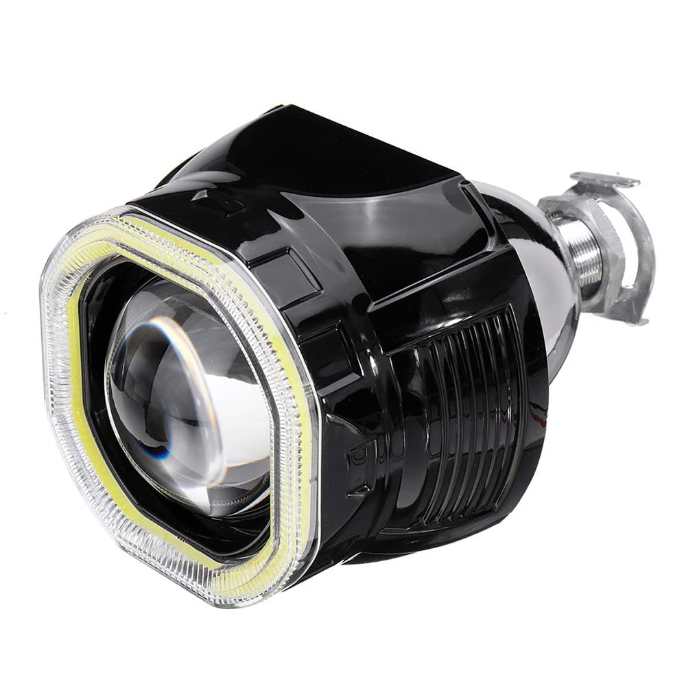 AIVYNA Faro Quadrato da 2,5 Pollici H4 H7 LED Angel Eyes Halo Headlight Day Running Lights DRL HID Xenon Projector Lens Kit,Nero