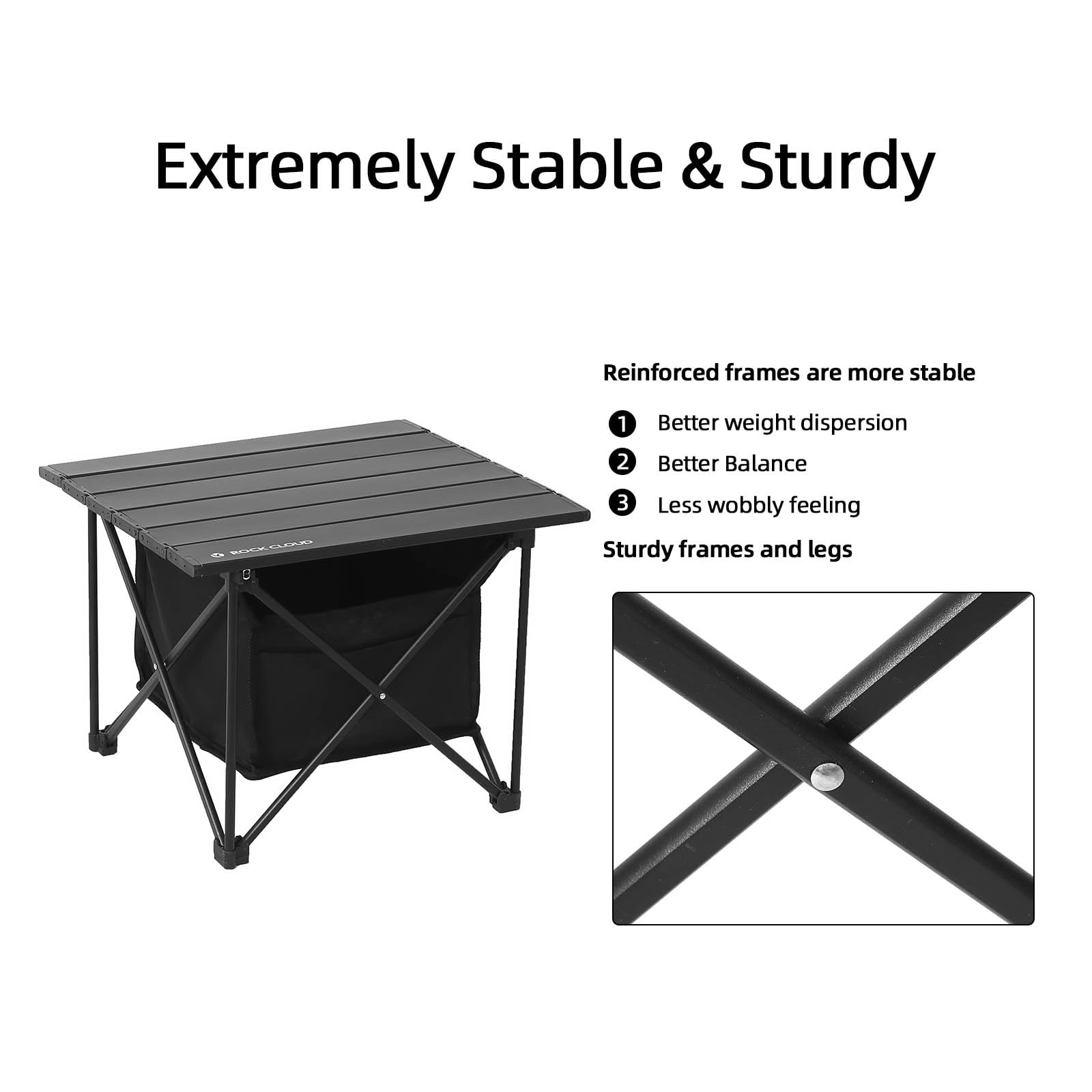 ROCK CLOUD Portable Folding Camping Table Upgrade Frame More Stable Ultralight Aluminum Outdoor Beach Table with Storage Bag for Camping Hiking Backpacking Picnic - Image 4
