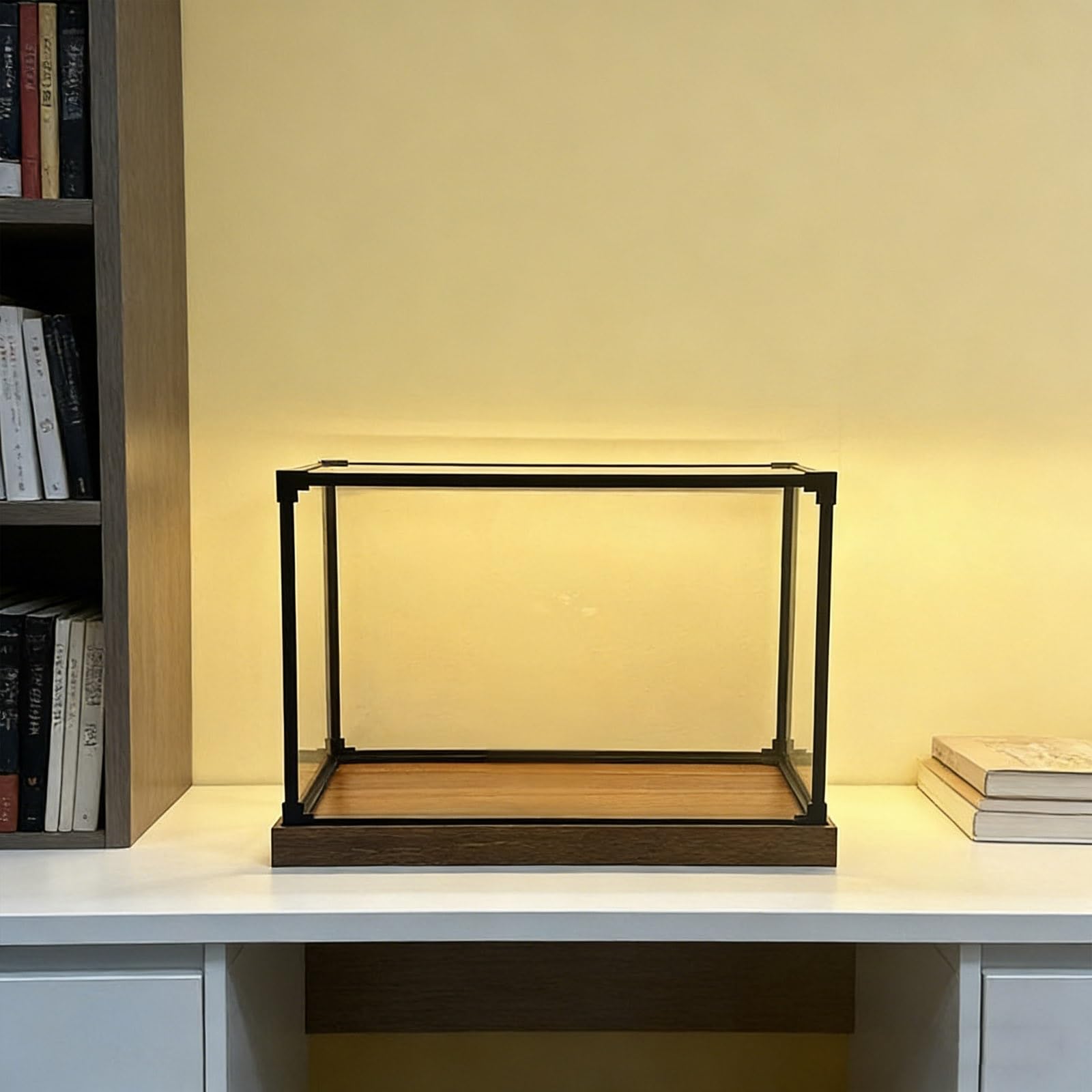 Staubdichte Box Transparente Schutzvitrine Holzboden als Alternative zu Glasvitrine Stapelbare Sammlerstücke Würfel Aufbewahrungsbox für Figuren Modelle Verkaufsveranstaltungen(35x35x35cm)