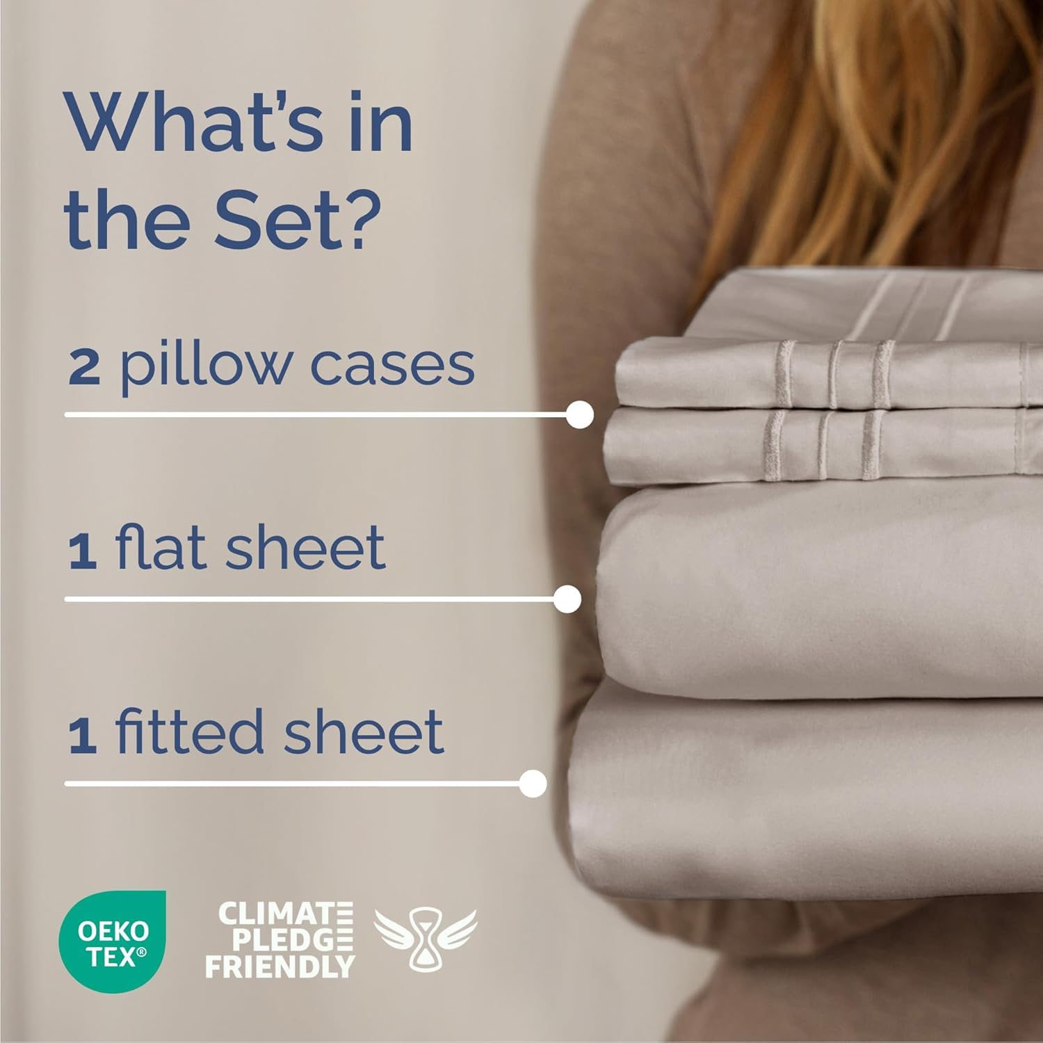 Cal King Size 4 Piece Sheet Set - Comfy Breathable & Cooling Sheets - Hotel Luxury Bed Sheets for Women & Men - Deep Pockets, Easy-Fit, Soft & Wrinkle Free Sheets - Light Grey Oeko-Tex Bed Sheet Set California King 04 - Light Grey - 1