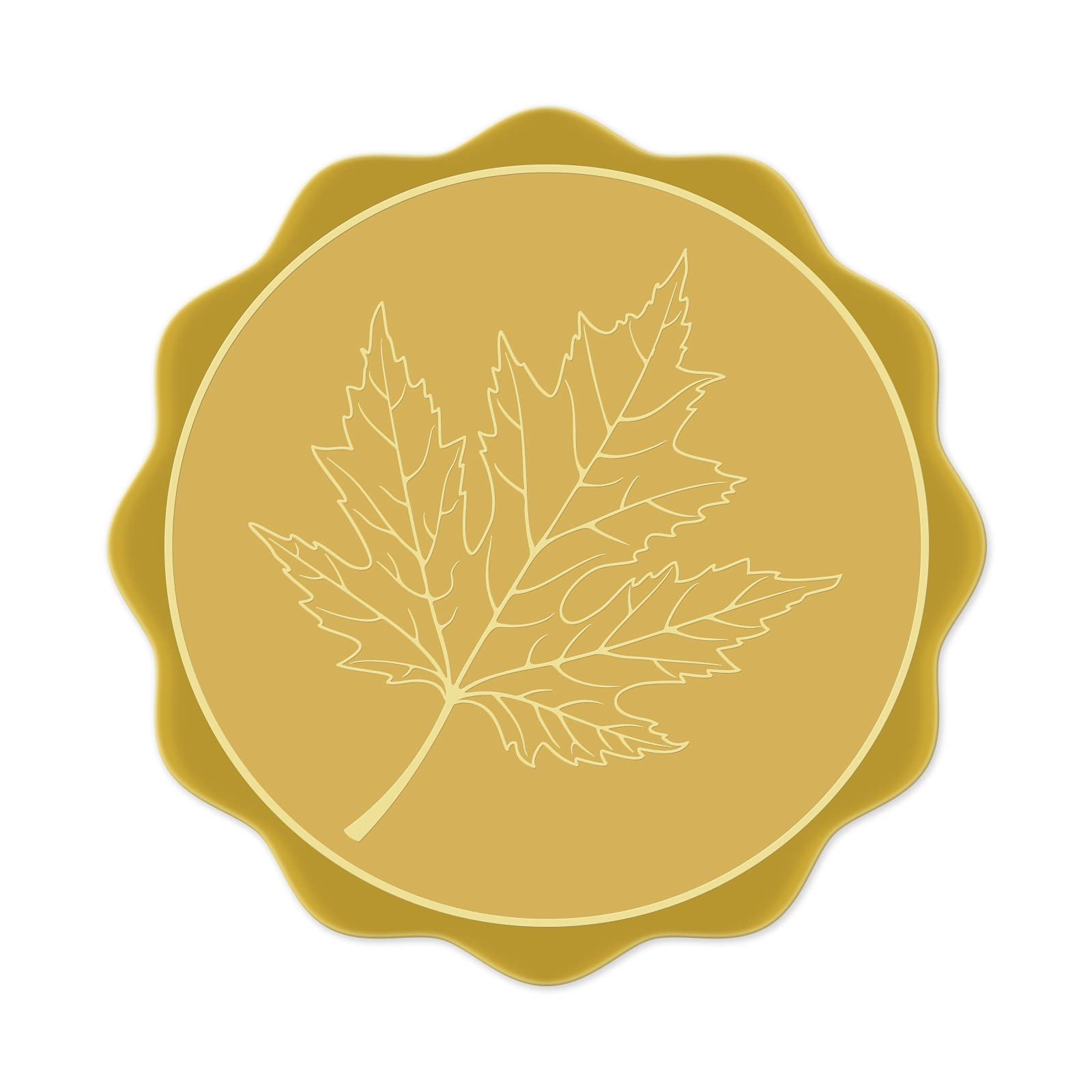 CRASPIRE 100PCS Self Adhesive Gold Foil Embossed Stickers 5 CM Medal Decoration Sticker Certification Graduation Corporate Seals Notary Seals Envelope (Maple Leaf)
