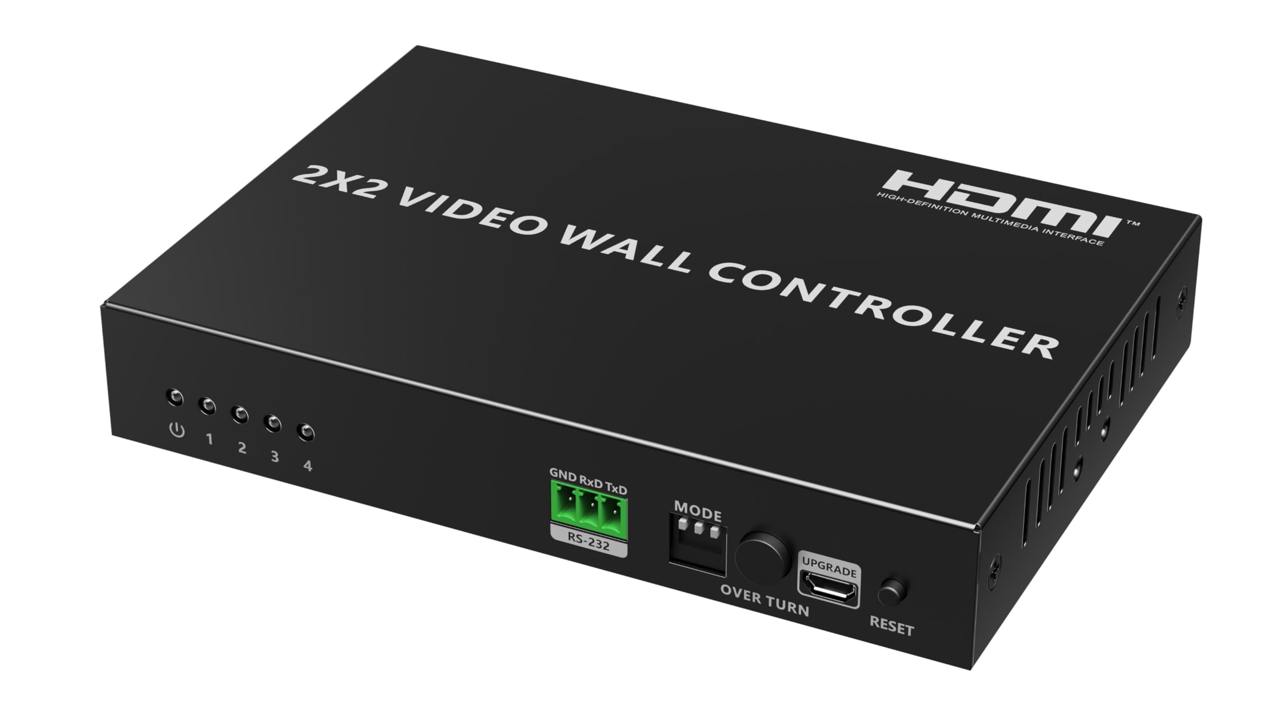 PremiumCord Controller Videowall HDMI 1-4, UHD 4K 2160p 60 Hz, Full HD 1080p, 8 Modalità di Visualizzazione, HDMI 2.0, HDCP 2.2, RS232, DIP Switch, Alloggiamento in Metallo, Nero