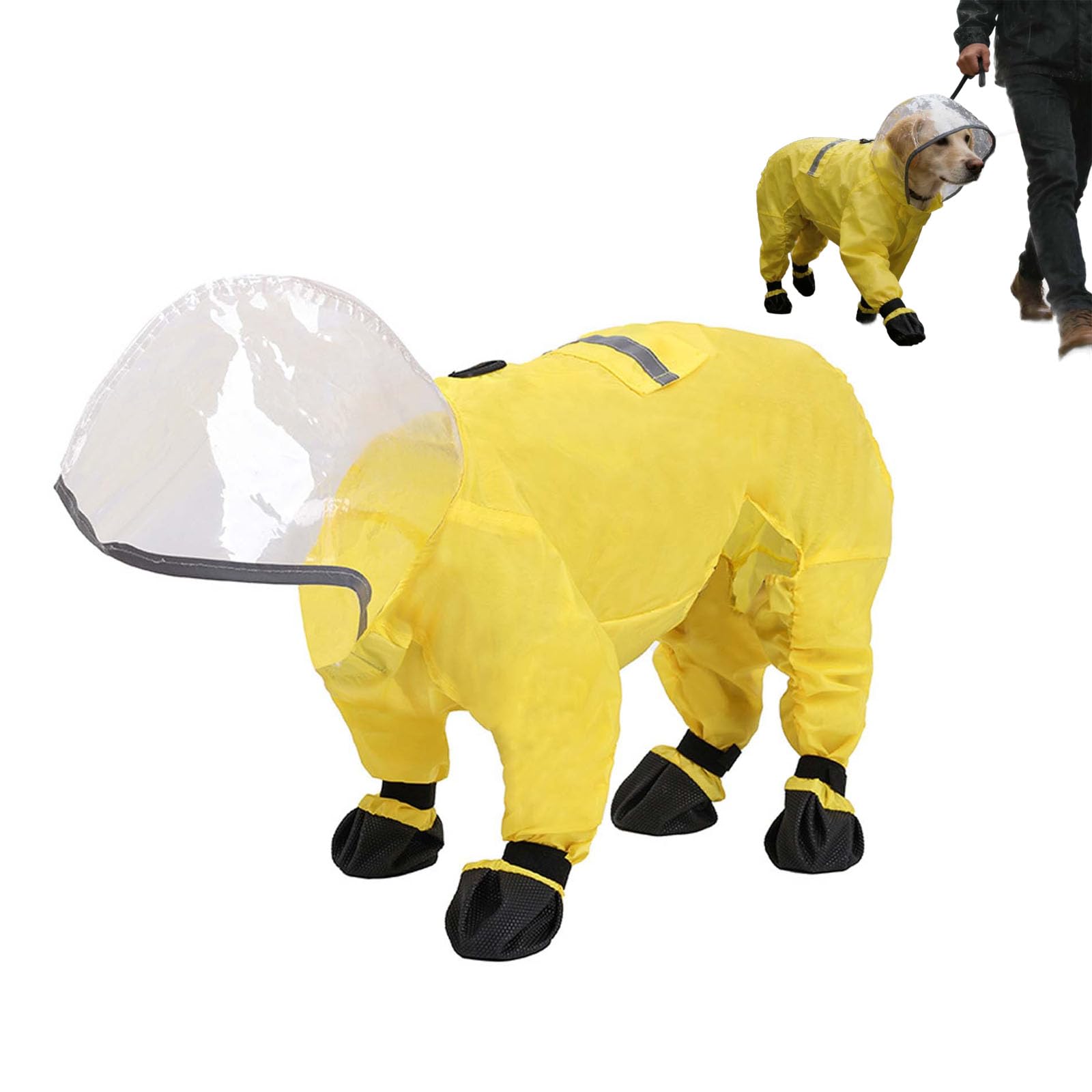 Dog Raincoat with Hood and Foot Covers, Waterproof Rain Suit for Small and Medium Dogs, Ideal for Outdoor Walking in Rainy Weather, Jumpsuit Design