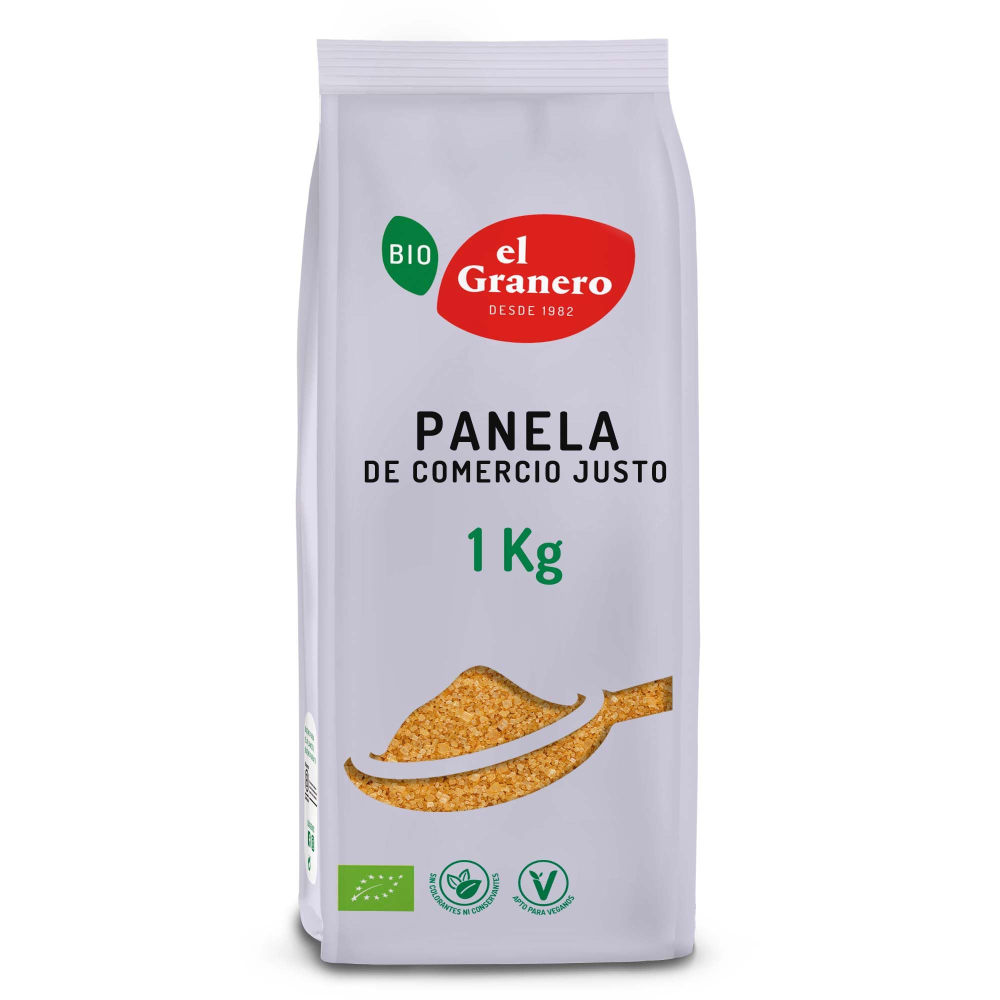 El Granero Integral - Panela de Comercio Justo - 1 kg - Edulcorante Natural - Rica en Vitaminas y Minerales - Reduce la Glucosa en Sangre - Apta para Veganos