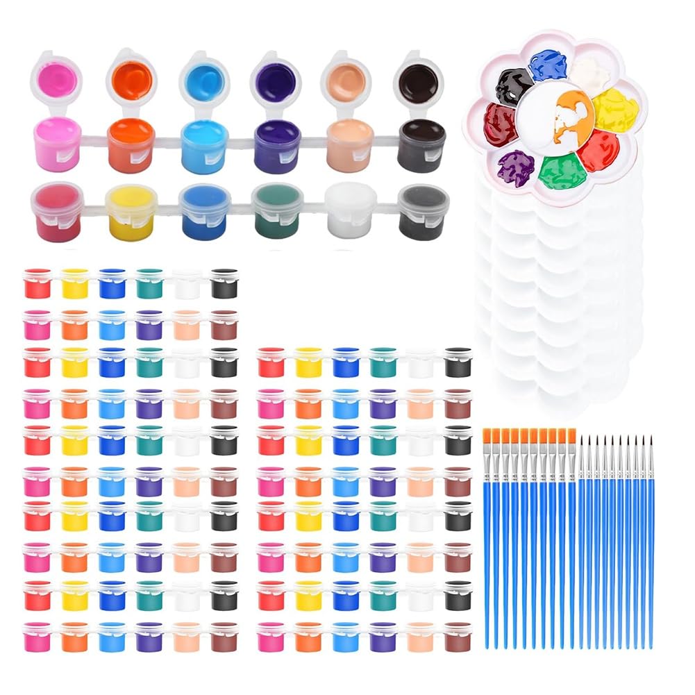 Buerjia Acrylic Paint Set,for Kids&Adults Craft Paints Kids Paint Set Container Strips Storage Perfect for Home Birthday Party