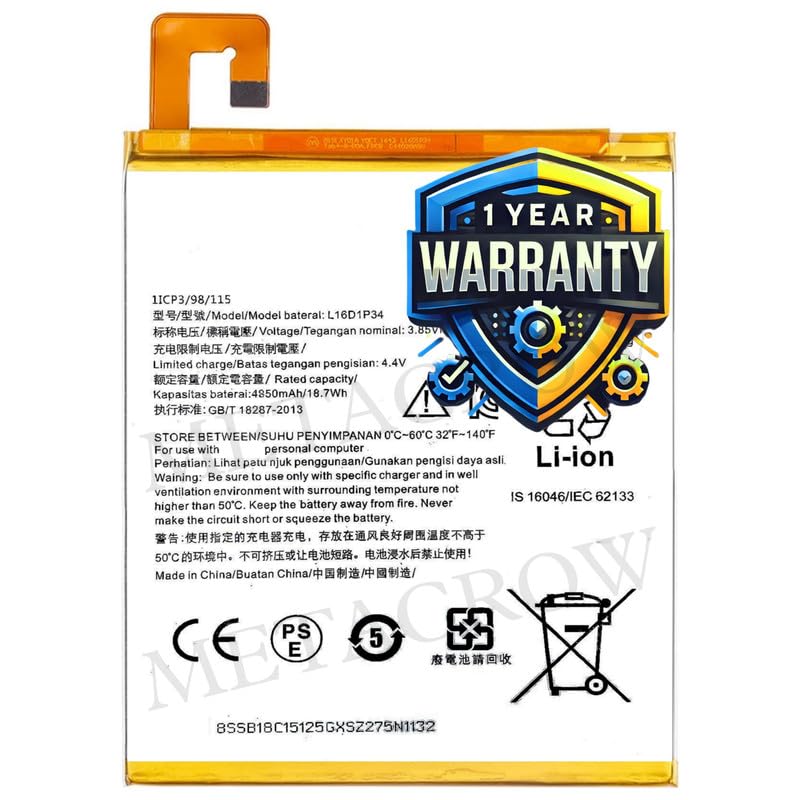 Image of Original L16D1P34 Battery Compatible for Lenovo Tab 4 8 (TB-8504F TB-8504X) Battery - (4850mAh) - 1 Year Warranty MC10