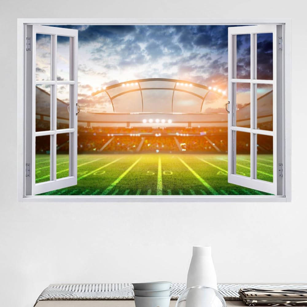 Decalcomania Fracassata 3D, Campo Da Calcio Adesivo Staccabile E Adesivo In Vinile Rimovibile, Sport Del Calcio Tatuaggio Da Parete Ragazze Nursery Room Decor Mural Home Decor 120x80cm