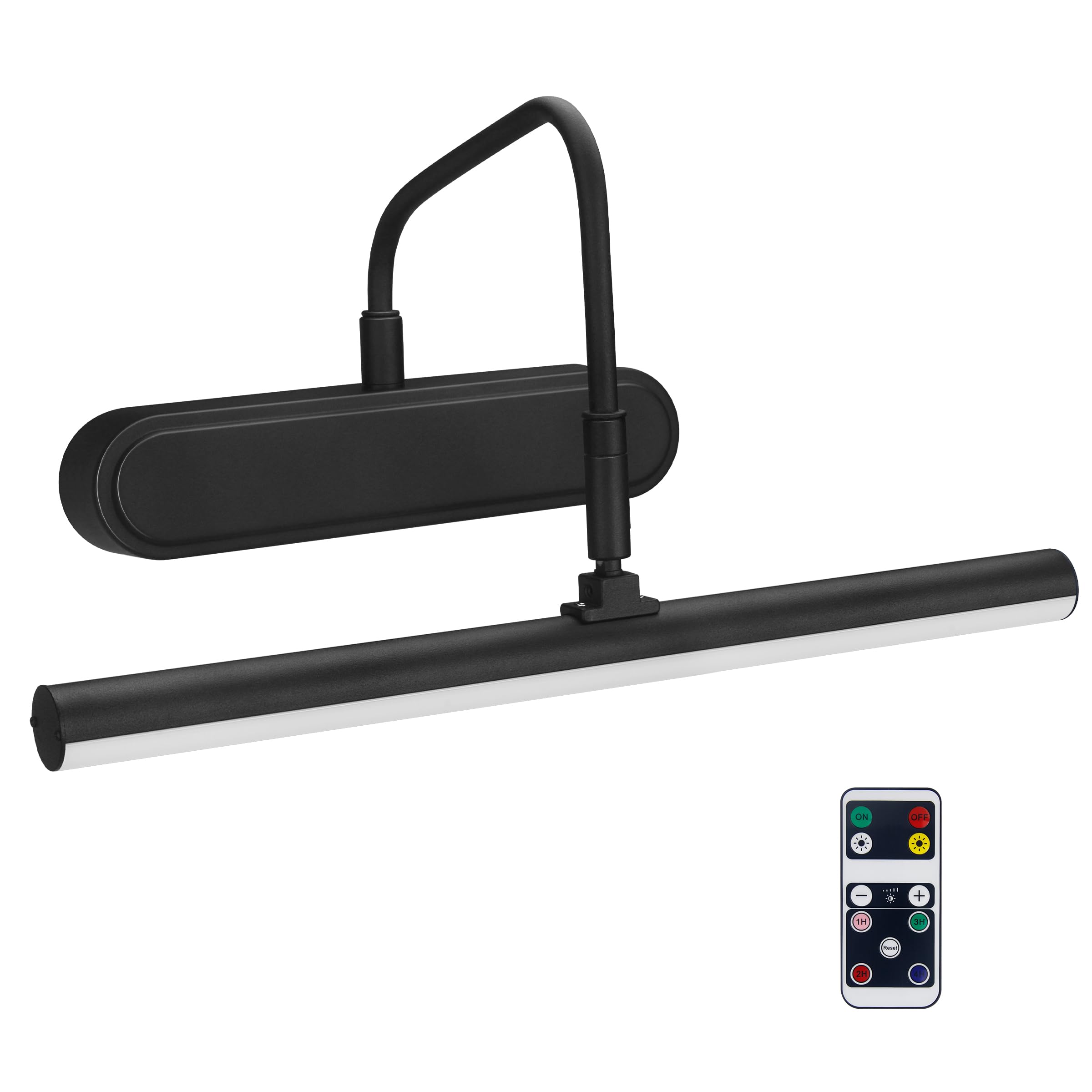 HEAGEERO Picture Light Battery Operated, Timer and Dimmable Wireless Accent Light?Metal Picture Light for Wall, Remote Picture Light for Display, Art,Dartbord-Black.