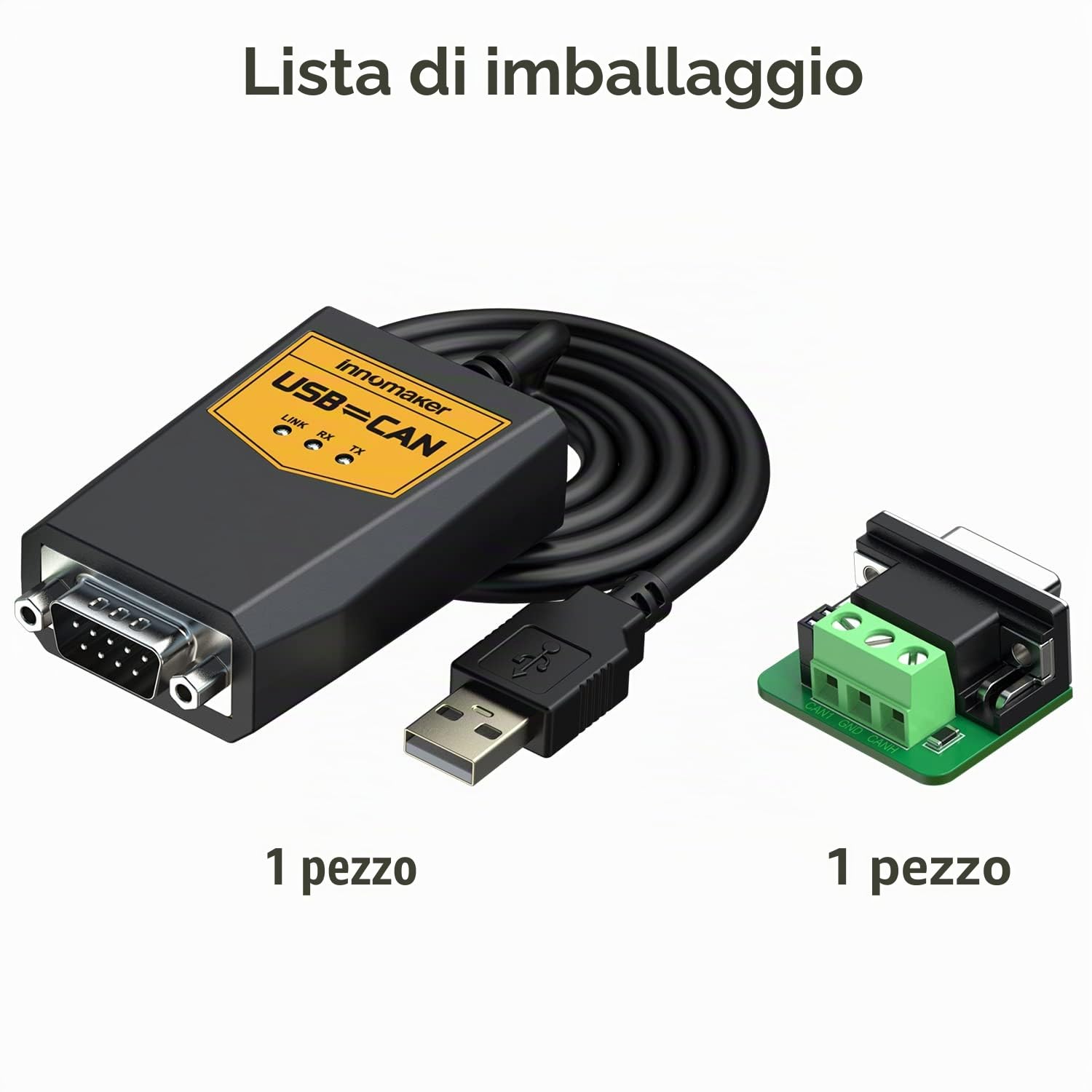 Cavo convertitore USB a CAN per Raspberry Pi 5/4/3B+/3/Zero, Jetson Nano, Tinker Board, SBC universali - Windows/Linux/Mac/Android/Venus OS
