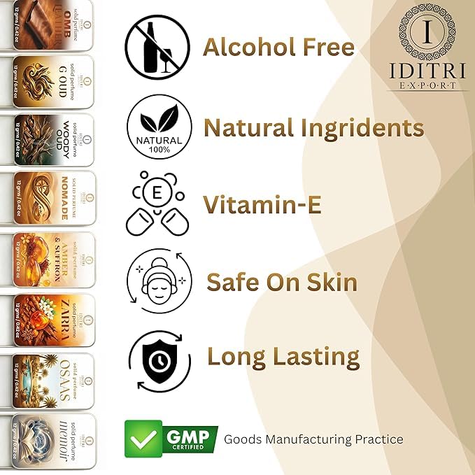 Image of Solid Perfume |pineapple&G oud Alcohol Free Wax Perfume Balm, Long Lasting | Pocket Tin 12g, Pack Of 2| Non Greasy Smooth Glide, Travel Friendly Men And Women