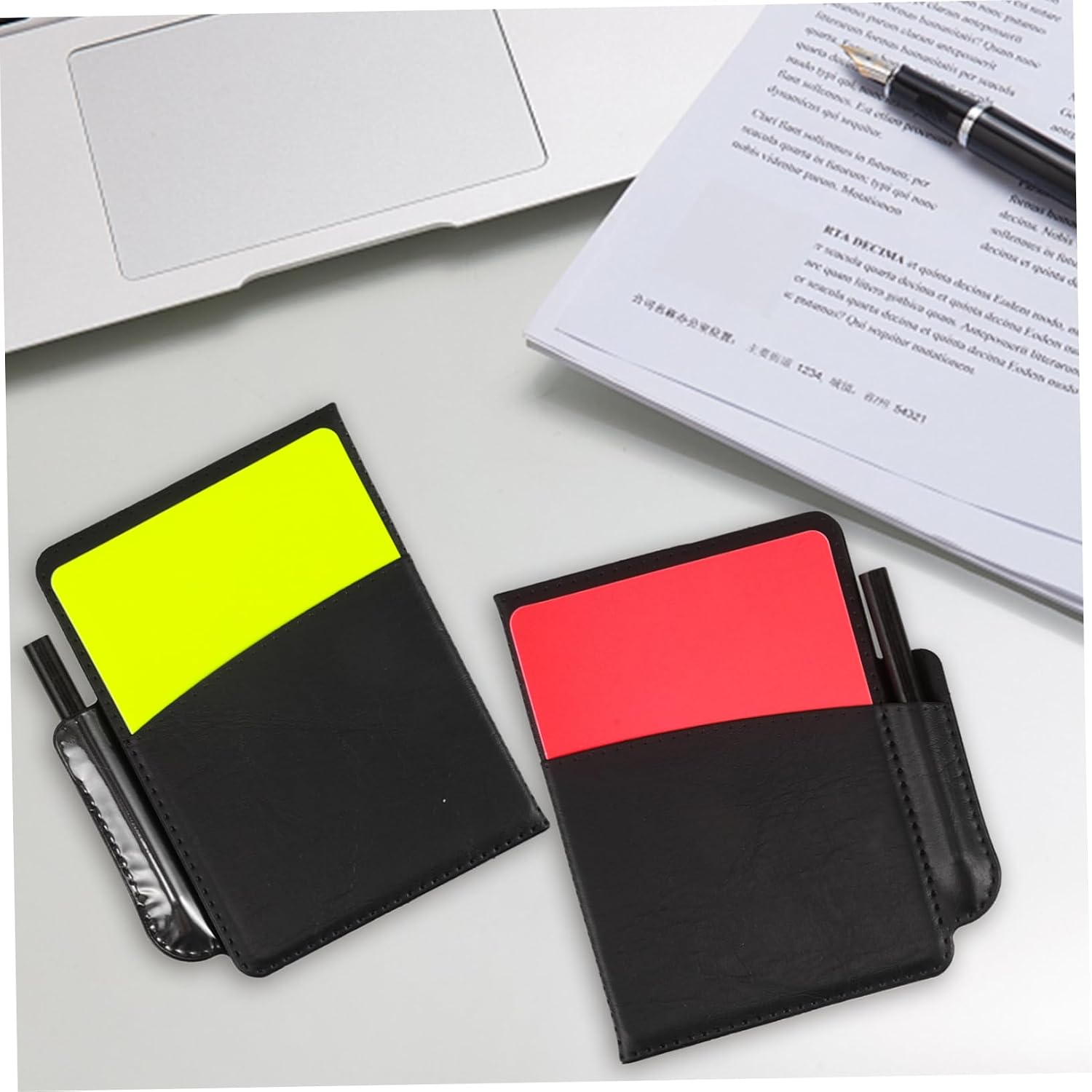 Happyyami 4sets Soccer Referee Card Kit with Card Holder Score Book and Pencil for Management Includes Portable and Design for