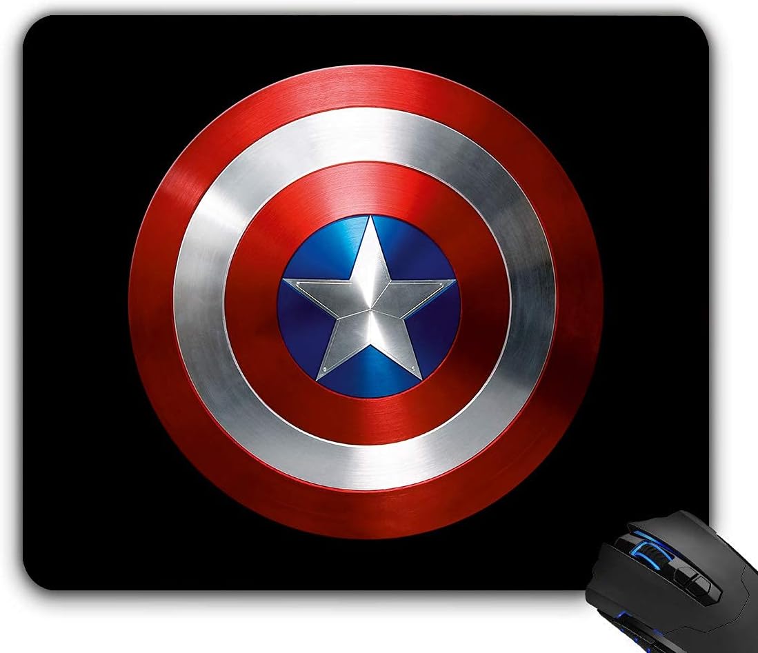 ZORI Avengers - Captain America Shield in Black Background Gaming Mouse Pad - Computer Laptop PC| WFH Office | Anti-Skid, Anti-Slip, Rubber Base | Avengers Superhero | (Captain_America_01_Sheild)