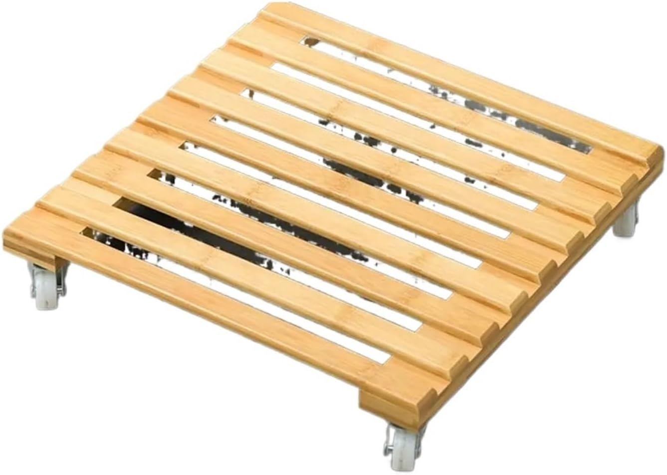 Wooden Plant Roller Stand Square with 360° Detachable Wheels Potted Bonsai Rack Moving Palnt Pulley Pallet Holder