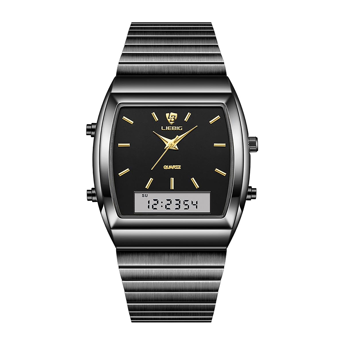 Liebig Stainless Steel Quartz Watch, Men Watches Analog Quartz Watch for Gentleman Business Stainless Steel Classics Watch Day and Date, Black Dial Black Band, L1039BKBK (B0D4DK66LH) Amazon Price History, Amazon Price Tracker